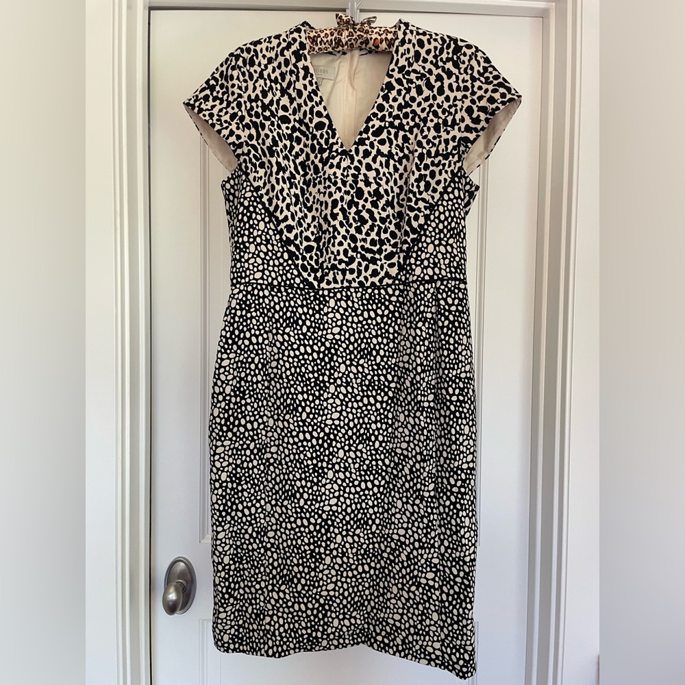 Black and White Sheath Dress with Cap Sleeves - Size 8